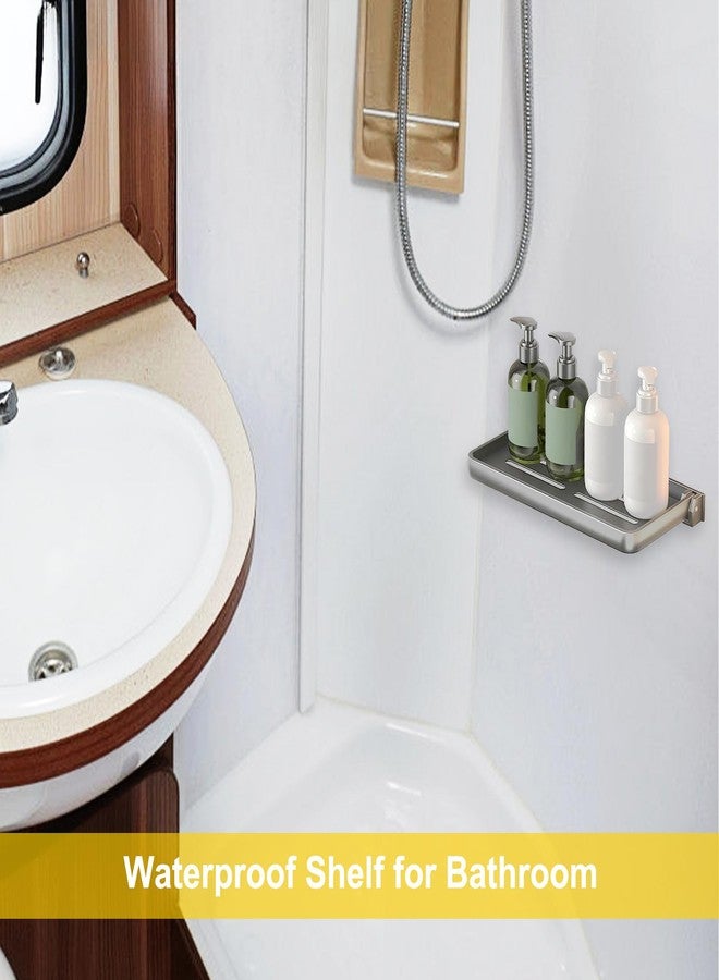 رف حائط قابل للطي من زوساني، عبوة من قطعتين، مصنوع من الألومنيوم الرمادي، مقاس 12 بوصة، منظم حائط قابل للطي بدون حفر، موفر للمساحة، مناسب للعربات الترفيهية، الكرفانات، والاستحمام - Image 4